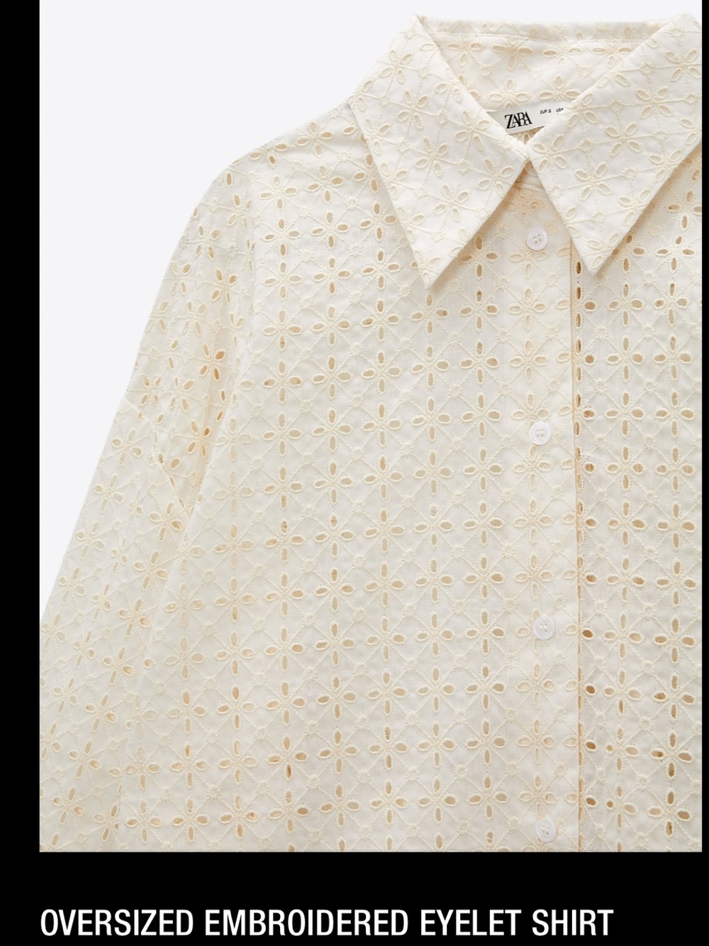 Zara oversized embroidered eyelets shirt - Picture 9 of 11